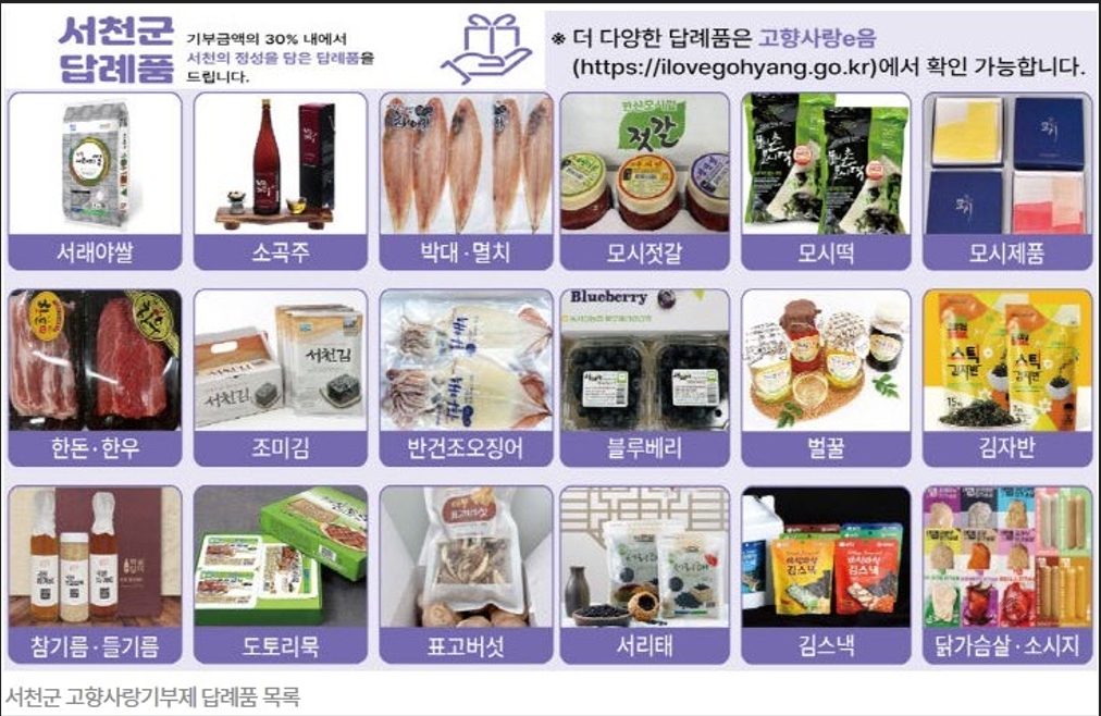 4. 서천군, 고향사랑기부제 답례품 공급업체 공개모집 (1)